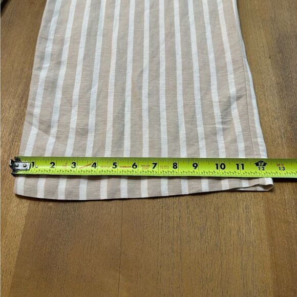 L'AGENCE Samira Striped Linen Cropped Pants Wide‎ Leg Belted Size 10 - Picture 7 of 13